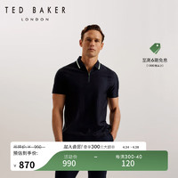 Ted Baker2024春夏男士修身提花拉链T恤Polo衫274051 藏青色 3