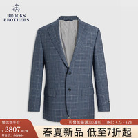 布克兄弟（BrooksBrothers）男士24春夏绵羊毛混纺格纹西装外套 B465-蓝色 42RG