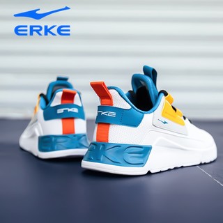 ERKE 鸿星尔克 男鞋跑步鞋男运动鞋夏季2024新款红星休闲鞋透气网面旅游鞋子软底 正白/沥青蓝 42