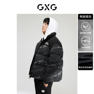 GXG 奥莱 22年男装 潮流休闲黑色立领短款羽绒服男士 冬季新款