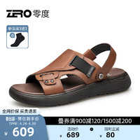 零度Zero凉鞋男2024夏季日常百搭厚底增高软弹轻户外两穿皮凉鞋子 棕色 40