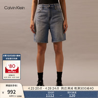 Calvin Klein Jeans24春夏男女经典标牌洗水微弹休闲牛仔短裤J224328 1A4-牛仔浅蓝 29