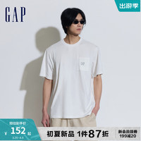 Gap男女装2024夏季纯棉圆领短袖T恤宽松简约多色上衣460846 白色 170/92A(M) 亚洲尺码