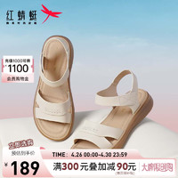 红蜻蜓凉鞋女24夏款软底舒适通勤凉鞋女士鞋子 WJK24822米白色38