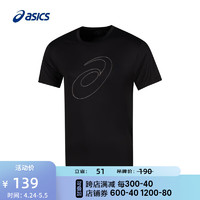 亚瑟士ASICS运动T恤男子跑步短袖透气舒适运动上衣 2011C975-001 黑色 S