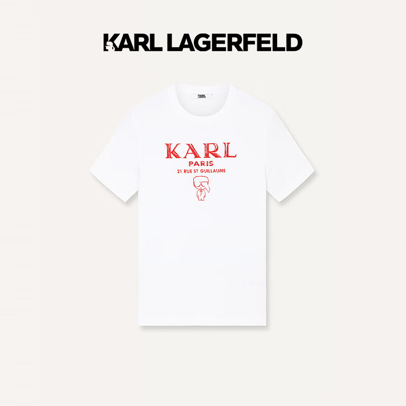 Karl Lagerfeld卡尔拉格斐2024夏季KARL印花短袖T恤老佛爷 本白 44