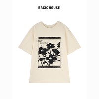 BASICHOUSE 百家好 Basic House/百家好薄款ins上衣2023夏季新款短款珠复古短袖T恤女