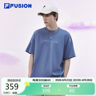 FILA 斐乐 FUSION斐乐潮牌情侣款短袖2024夏季字母印花宽松上衣T恤男女同款