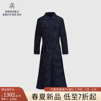 布克兄弟（BrooksBrothers）女士24春夏翻领波点复古针织连衣裙 4004-藏青色 XS