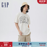 Gap夏季男女装2024夏撞色logo圆领短袖T恤纯棉544465 白色 175/96A(L) 亚洲尺码