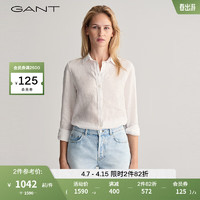 GANT甘特2024春季女士休闲通勤亚麻长袖衬衫|4300277 110白色 36