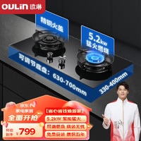 欧琳（OULIN）燃气灶煤气灶双灶家用 天然气双灶具5.2KW大火力加厚钢化玻璃面板聚能盘燃气灶E3005B