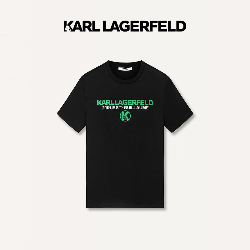 Karl Lagerfeld卡尔拉格斐2024夏季KARL刺绣短袖T恤老佛爷 黑色 50