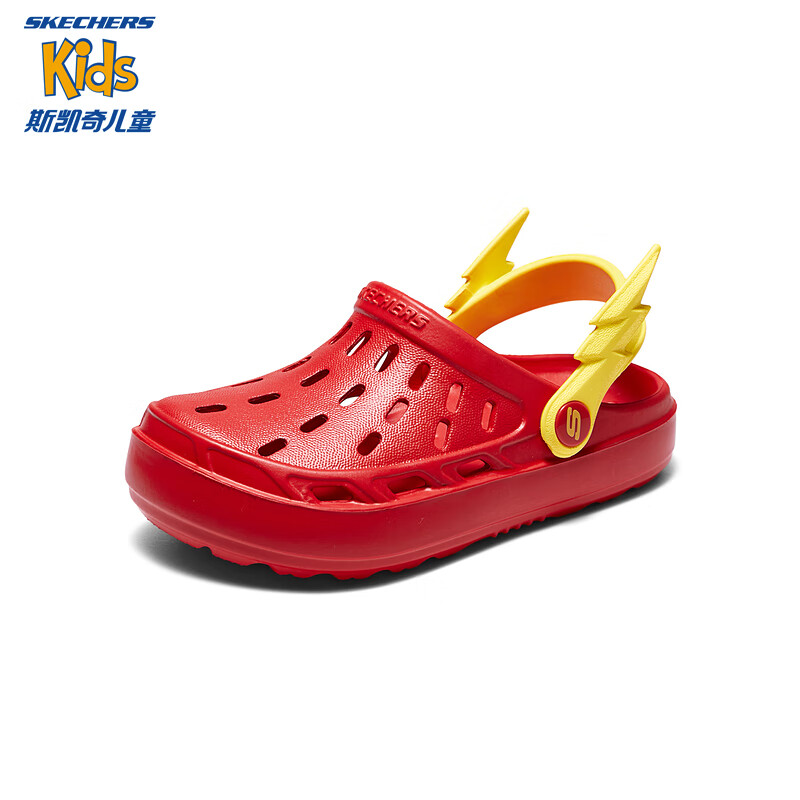 Skechers斯凯奇儿童一脚蹬凉鞋轻便防滑沙滩鞋308363L/406801L 红色/RED 32码