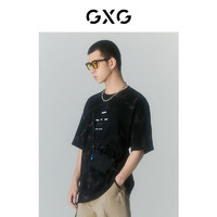 GXG奥莱 多色多款简约休闲宽松圆领短袖T恤男士合集 2024年夏季 黑色渐变T恤GD1440451D 170/M
