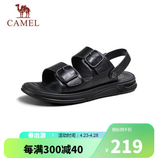 骆驼（CAMEL）男商务休闲牛皮舒适两穿凉鞋 G14M263641 黑色 38