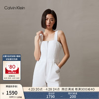 Calvin Klein Jeans24春夏女士纯棉拉链白色吊带牛仔背带短裤J223394 1AA-牛仔白 XS
