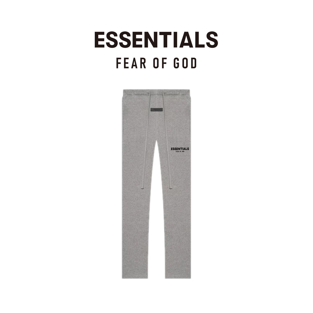 FEAR OF GOD ESSENTIALS植绒LOGO系列棉质平口卫裤美式高街潮牌舒适宽松简约抽绳卫裤 深燕麦色 S