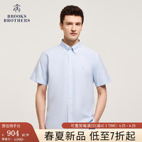 布克兄弟（BrooksBrothers）男士24春夏修身版免烫牛津纺纯色短袖休闲衬衫 4000-蓝色 XL