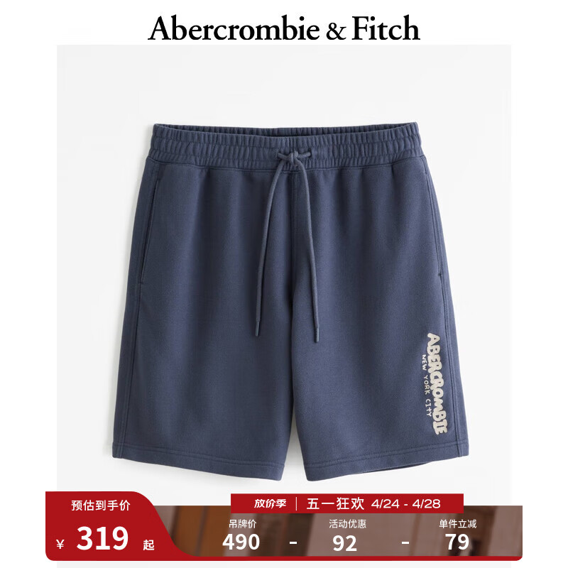 ABERCROMBIE & FITCH男装 24春夏美式休闲时尚毛圈布运动短裤 358110-1 海军蓝 XS (170/70A)