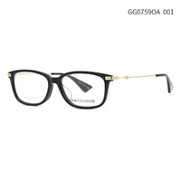 古驰（GUCCI）中性款黑加金色板材镜框金属镜腿眼镜架GG0759OA-001 54mm