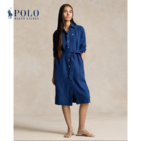 Polo Ralph Lauren 拉夫劳伦 女装 24年夏配腰带亚麻连衣裙RL25505 400-蓝色 14