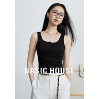 百家好（Basic House）夏季女款显瘦短款背心吊带打底-B0624H5P102 黑色 XL