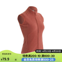 DECATHLON 迪卡儂 馬甲背心外套女秋寬松短款黑色大碼疊穿抓絨坎肩QUW金盞桔XS-4358637