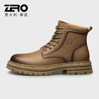 ZERO 零度男鞋马丁靴2024新款夏季真皮时尚休闲高帮皮鞋户外工装靴