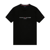 TOMMY HILFIGER 湯米 希爾費格 男裝夏季男款圓領短袖上衣 純色打底T恤男 黑色-1985T恤