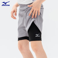美津浓（MIZUNO）女童夏季运动假两件短裤2024中大儿童透气速干裤 灰色 130cm