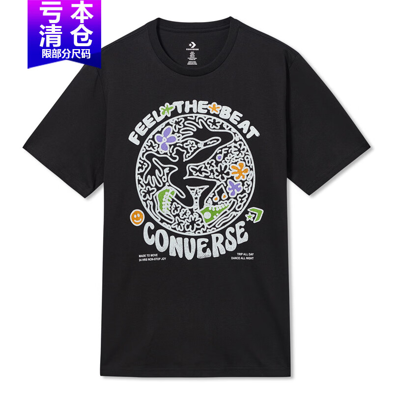 匡威（Converse）短袖T恤男装夏季运动服针织透气宽松休闲上衣10023269-A01 10023456-A02黑色  M