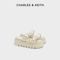 CHARLES & KEITH CHARLES&KEITH24;夏新款CK1-70381040休閑扣飾外穿勃肯厚底拖鞋女