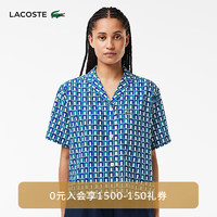 LACOSTE法国鳄鱼女装24年夏季衬衫方领时尚拼色方块衬衫CF6910 IS8/蓝绿拼色 34 /155