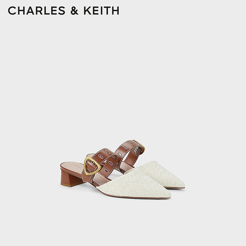 CHARLES&KEITH24夏一字带尖头粗跟穆勒拖凉鞋女CK1-60580278 Multi综合色 36