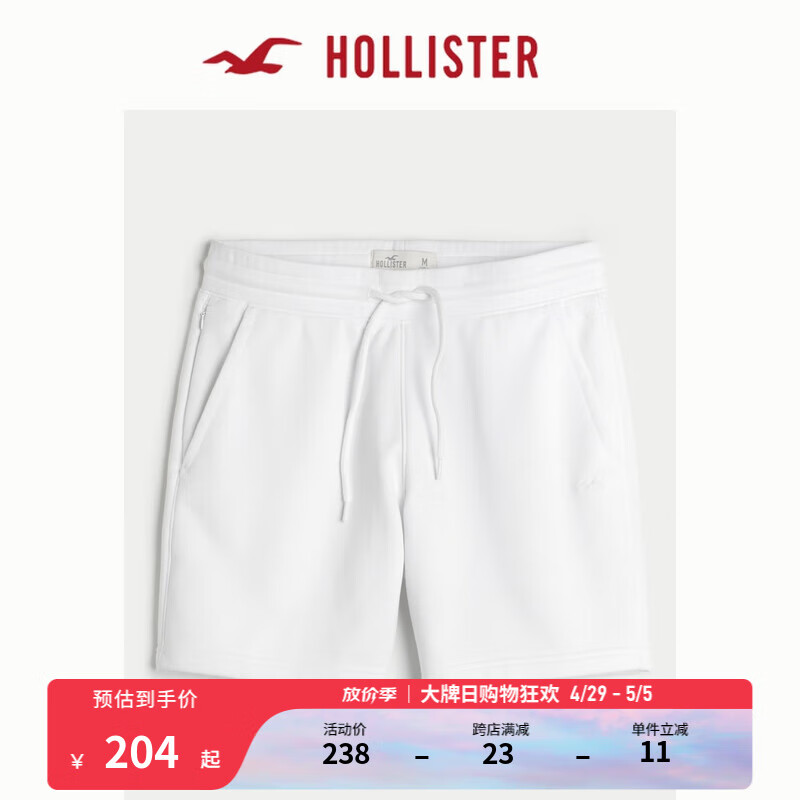 HOLLISTER24春夏美式风宽松休闲抽绳毛圈布短裤男 KI328-4077 白色 S (175/76A)