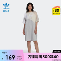 adidas 阿迪達斯 居家運動拼接網紗短袖連衣裙女adidas阿迪達斯官方outlets三葉草