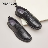 百億補貼：YEARCON 意爾康 牛皮夏系帶鞋鏤空透氣休閑皮鞋