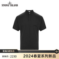 STONE ISLAND石头岛 24春夏 纯色纽扣薄款短袖T恤 黑色 801521857-S