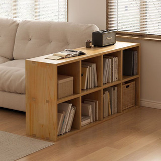 豪瑞森实木书架置物架落地家用书柜自由组合格子柜矮柜八格柜小柜子 实木四格60*30*60加深加高