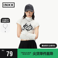 英克斯（inxx）ANGRY HUNGRY 半高领短袖T恤女打底衫AHE2020001 白色 均码