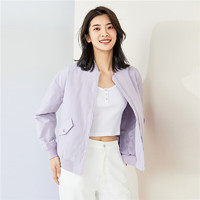 GIORDANO 佐丹奴 夾克女裝水彩寬松落肩棒球領飛行員夾克05372722 02水彩紫藍色 S