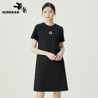 哥弟【GD】魔法力系列圆领直身版短袖连衣裙1500529 经典黑 S(2码)