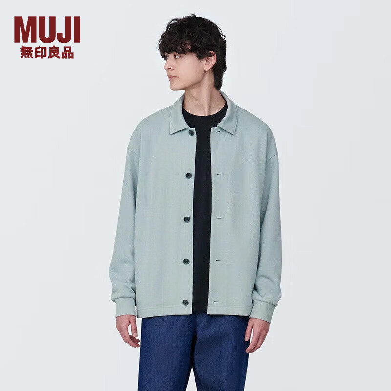 无印良品（MUJI）男式 双层织 衬衫式开衫 外套 早春AB1MGA4S 浅蓝色 L(175/100A)
