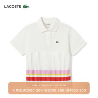 LACOSTE法国鳄鱼童装24年百褶设计短袖Polo衫PJ7322 2CQ/白色 12A /150