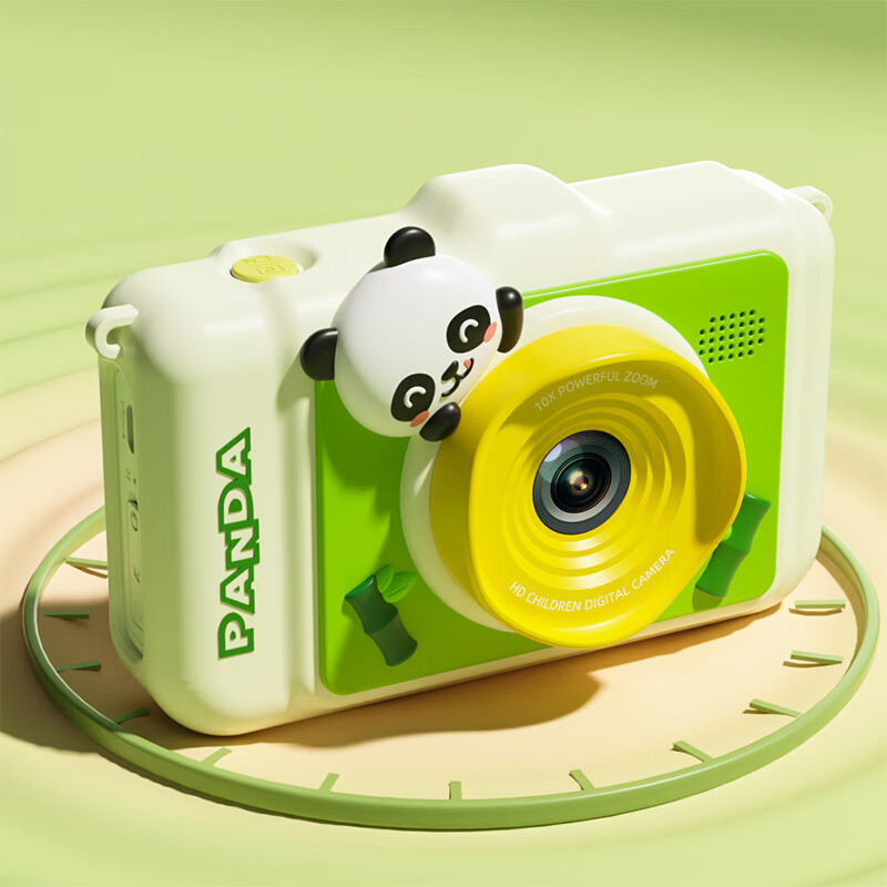 麦巧适（MAQUCC）儿童相机4800W高清双摄3.5英寸大屏可10倍变焦赠32G卡 熊猫款 绿熊猫3.5寸大屏-32G