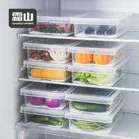 日本霜山厨房食品收纳盒塑料带盖冰箱果蔬保鲜盒家用食物储物盒 蔬果收纳盒（宽22.5*深34*高8.5cm）