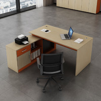 梦麦斯 老板办公桌总裁桌经理主管桌老板台1.6米含侧柜 浅枫-2