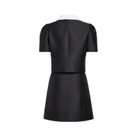 欧时力 香风裙套装女24新夏短袖上衣法式复古小个子 黑色 XL