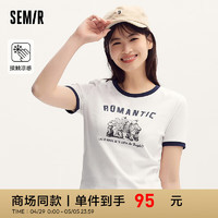 森马（Semir）大力水手联名短袖T恤女短款2024夏装凉感修身 本白10102 150/76A/XS